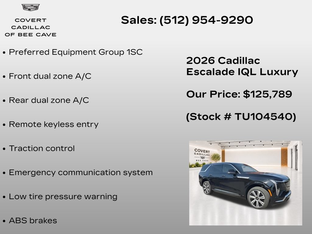 New 2026 Cadillac Escalade IQL Luxury w/ LPO, Floor Liner Package AWD/4WD image 7