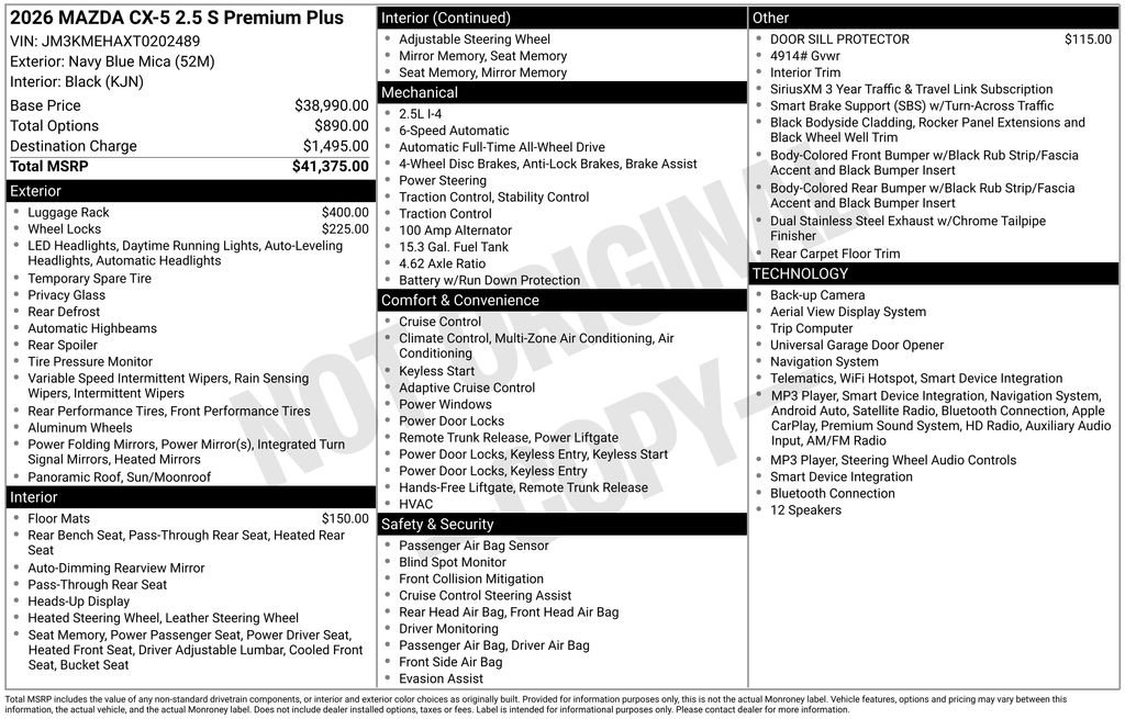 New 2026 MAZDA CX-5 2.5 S w/ Premium Plus Package AWD/4WD image 10