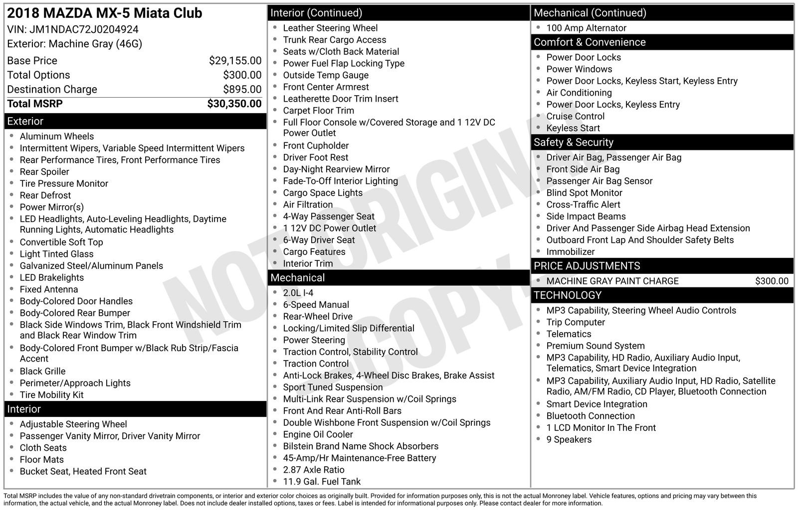 Used 2018 MAZDA MX-5 Miata Club image 3