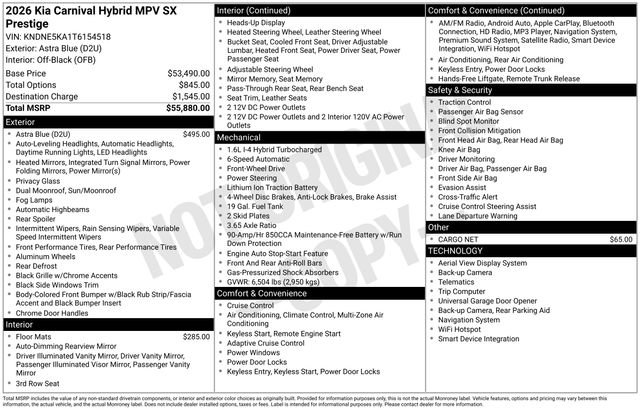 New 2026 Kia Carnival SX Prestige image 16
