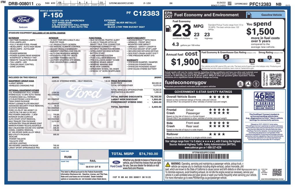 Used 2023 Ford F150 Lariat w/ Equipment Group 502A High AWD/4WD image 34