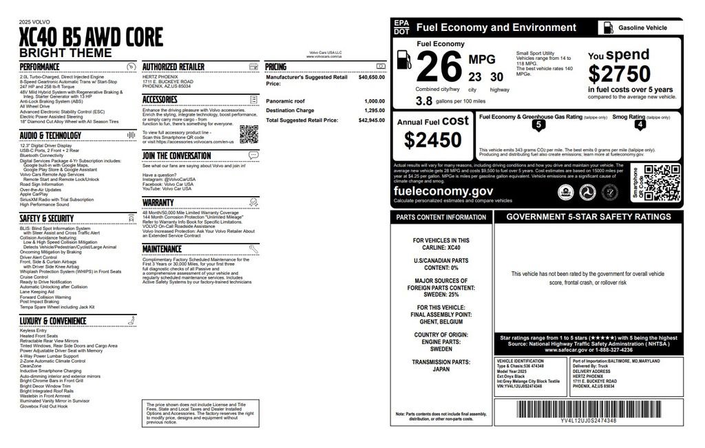 Used 2025 Volvo XC40 B5 Core image 3