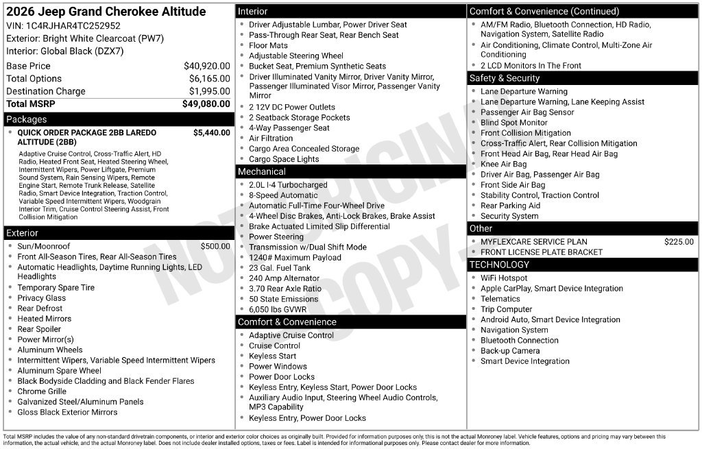 New 2026 Jeep Grand Cherokee Altitude AWD/4WD image 40