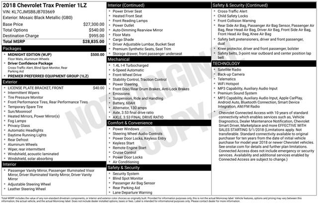 Used 2018 Chevrolet Trax Premier w/ Midnight Edition FWD image 4