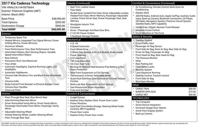 Used 2017 Kia Cadenza Technology