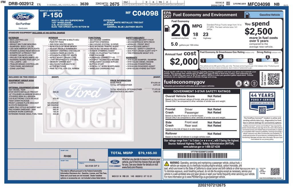 Used 2021 Ford F150 Limited AWD/4WD image 44