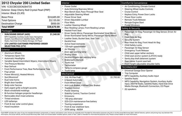 Used 2012 Chrysler 200 Limited w/ Sun/Sound Group FWD image 23