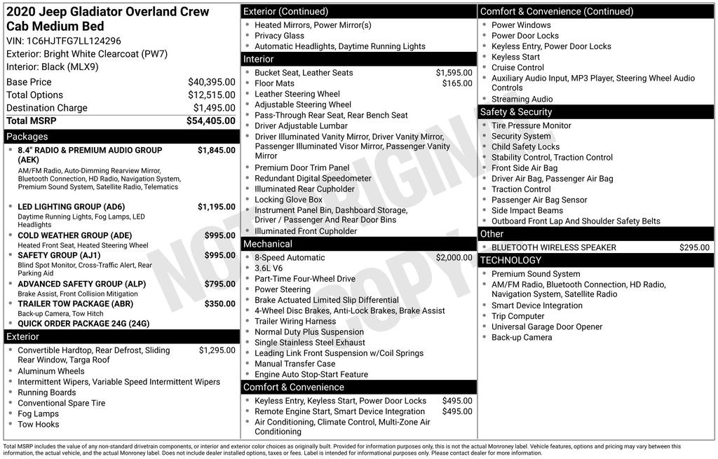 Used 2020 Jeep Gladiator Overland image 35