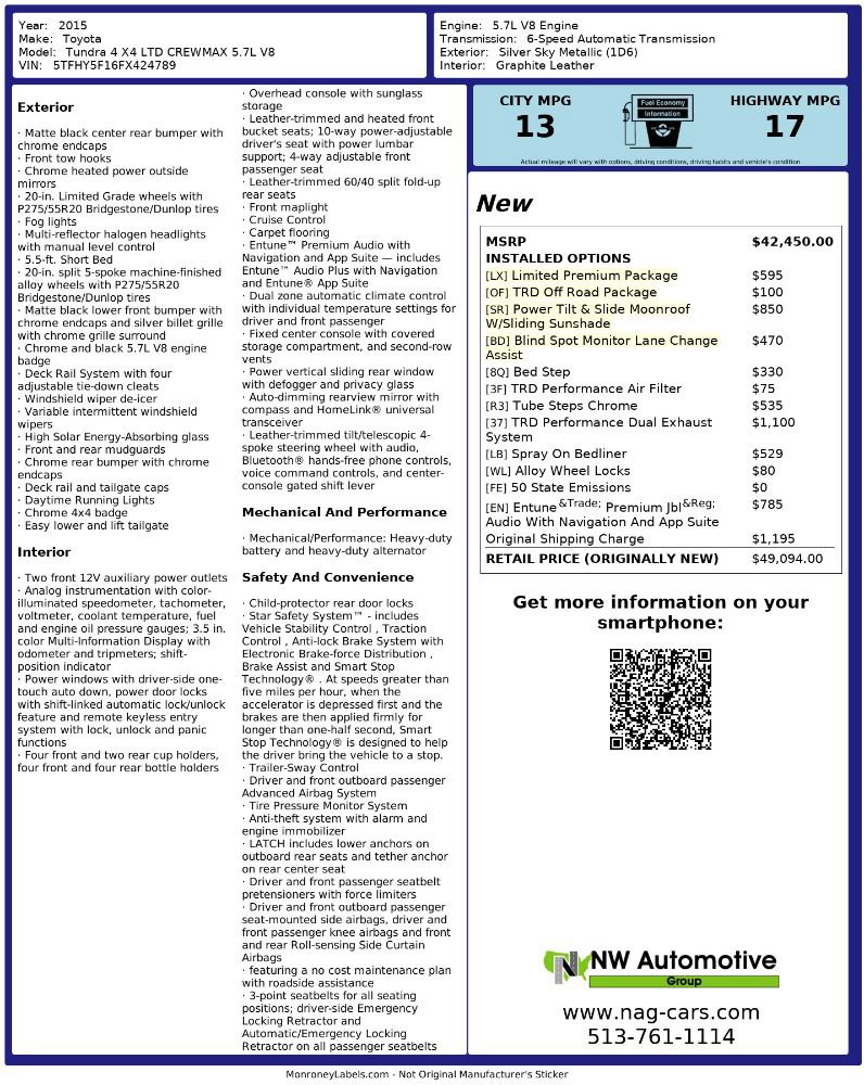 Used 2015 Toyota Tundra Limited w/ Limited Premium Package image 2