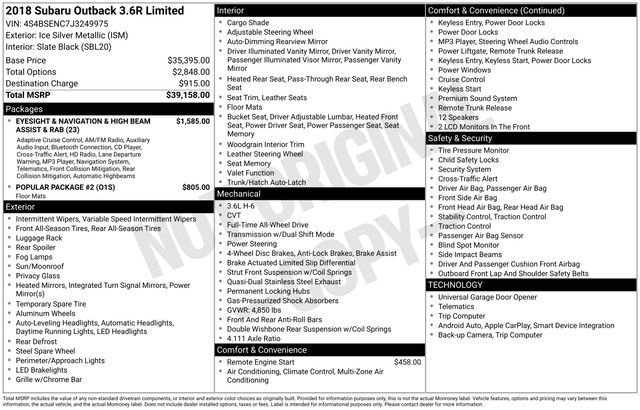 Used 2018 Subaru Outback 3.6R Limited image 7