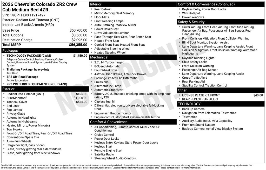 New 2026 Chevrolet Colorado ZR2 w/ Technology Package AWD/4WD image 4