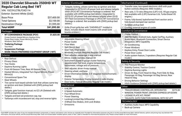 Used 2020 Chevrolet Silverado 2500 W/T w/ WT Convenience Package AWD/4WD image 9