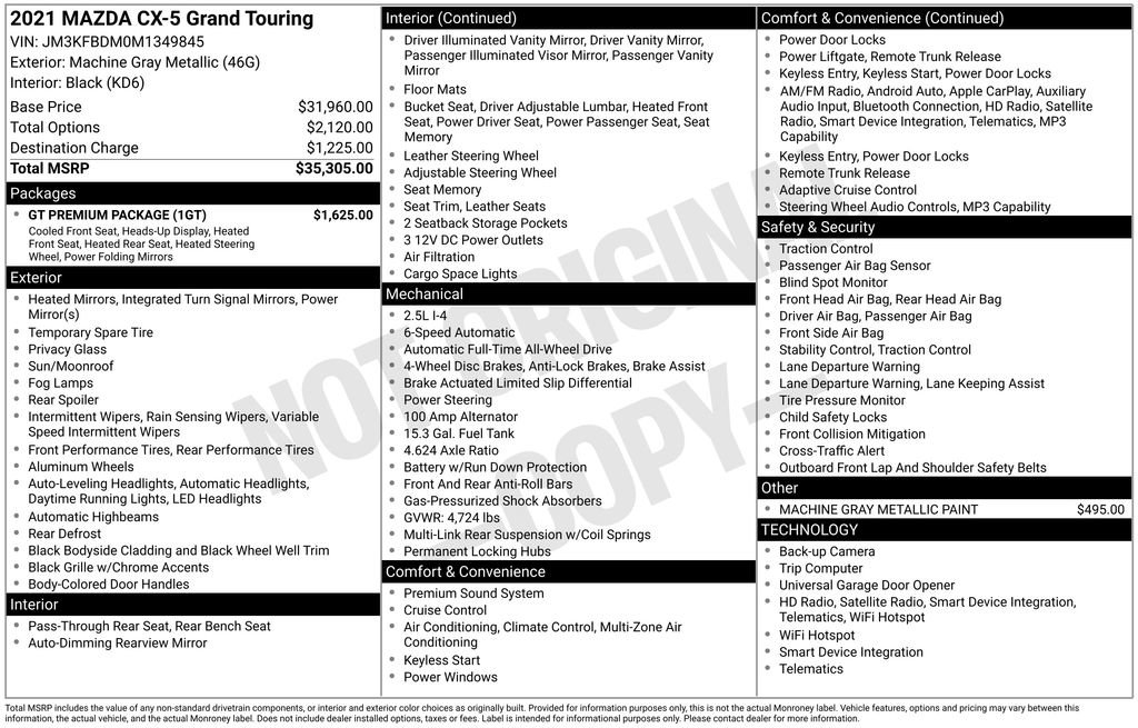 Used 2021 MAZDA CX-5 Grand Touring w/ GT Premium Package image 34