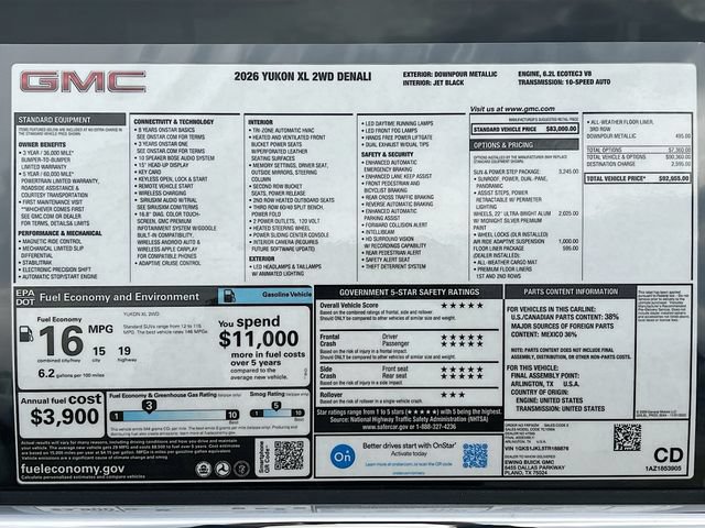 New 2026 GMC Yukon XL Denali w/ Sun & Power Step Package RWD image 21