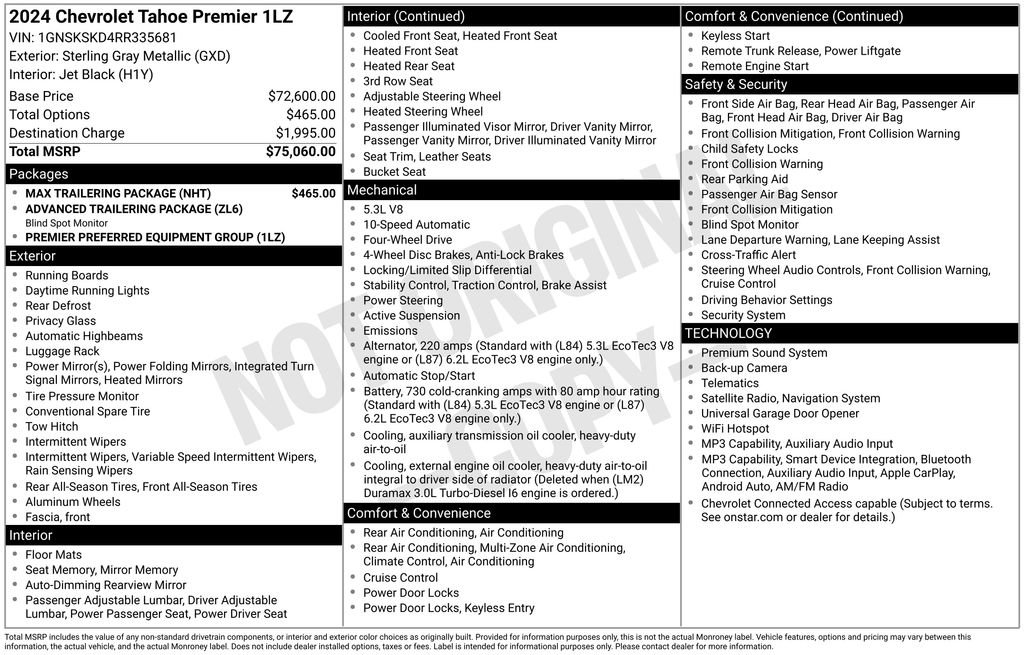 Used 2024 Chevrolet Tahoe Premier w/ Max Trailering Package AWD/4WD image 8