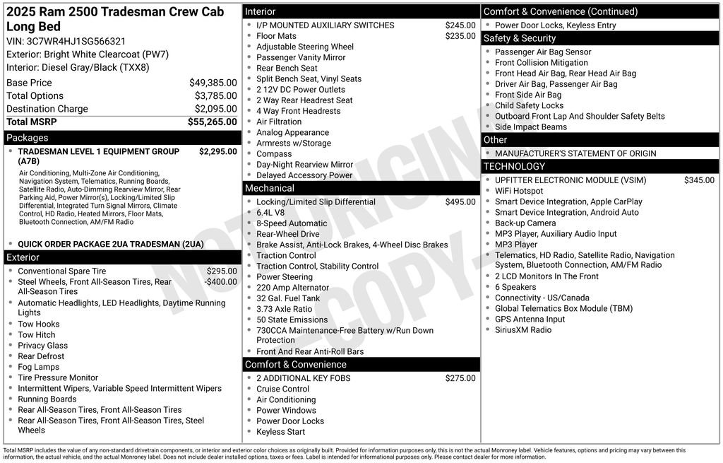 New 2025 RAM 2500 Tradesman RWD image 7
