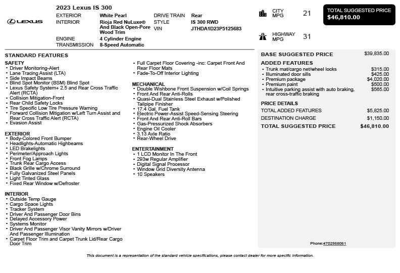 Used 2023 Lexus IS 300 w/ Premium Package RWD image 3