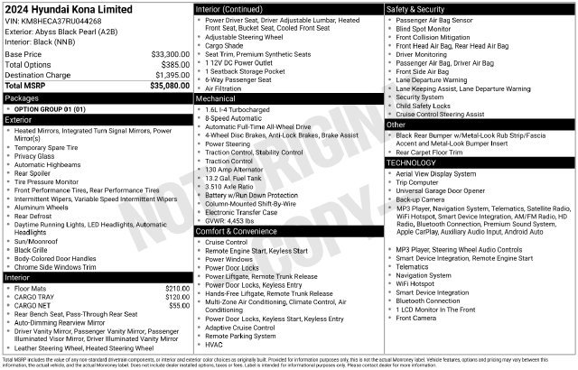Certified 2024 Hyundai Kona Limited AWD/4WD image 36