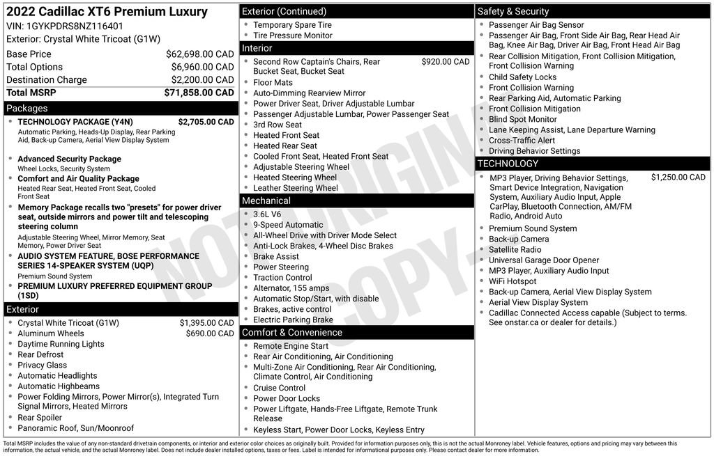 Used 2022 Cadillac XT6 Premium Luxury w/ Technology Package AWD/4WD image 29