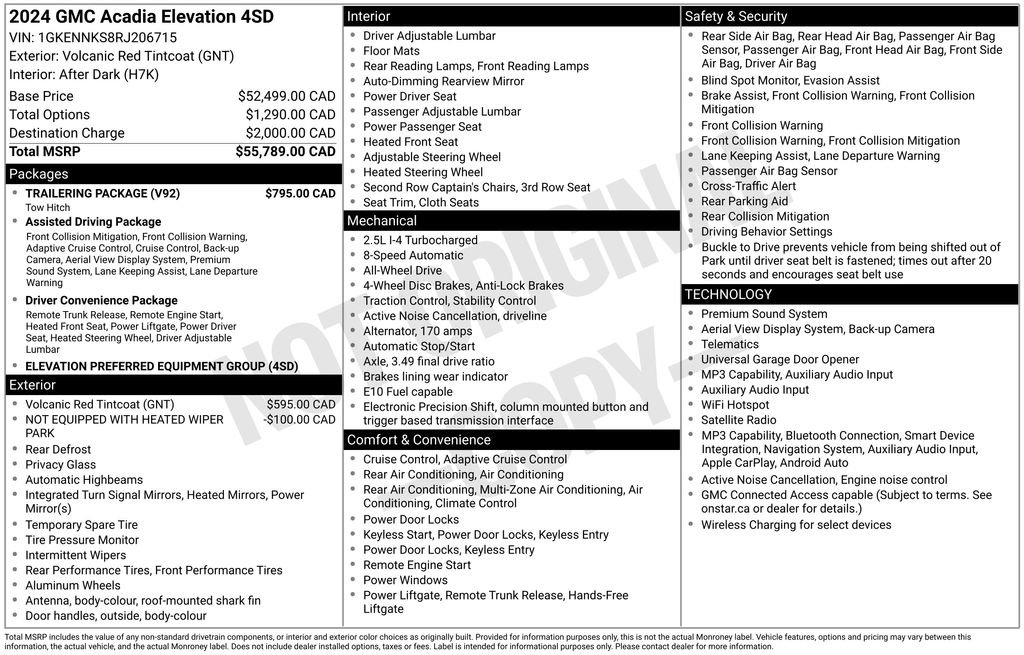 Used 2024 GMC Acadia Elevation w/ Trailering Package AWD/4WD image 26
