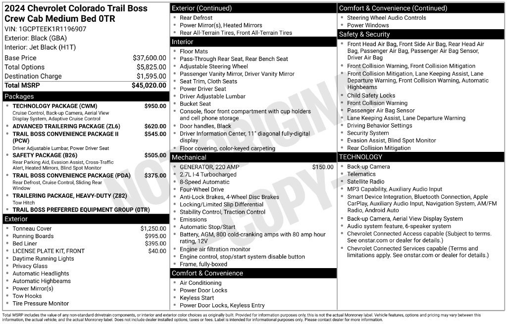 Used 2024 Chevrolet Colorado Trail Boss w/ Technology Package AWD/4WD image 32