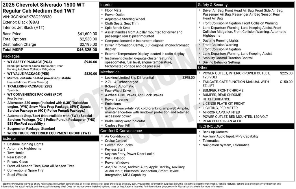 Used 2025 Chevrolet Silverado 1500 W/T w/ WT Safety Package AWD/4WD image 15