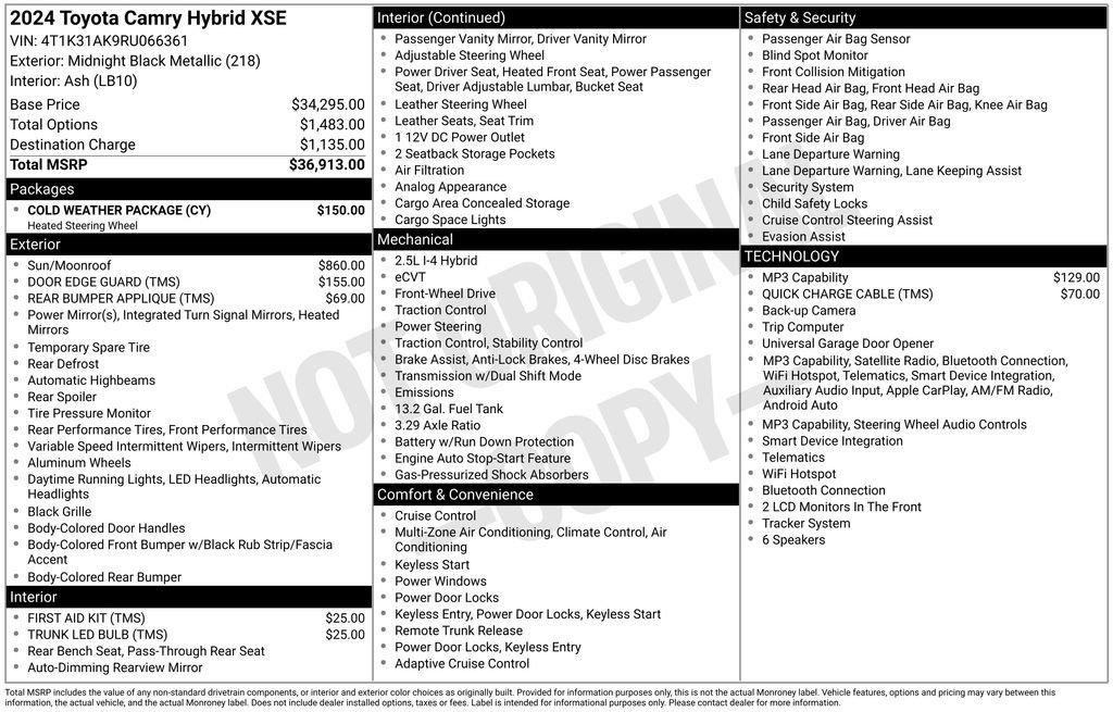 Used 2024 Toyota Camry XSE w/ Cold Weather Package FWD image 9
