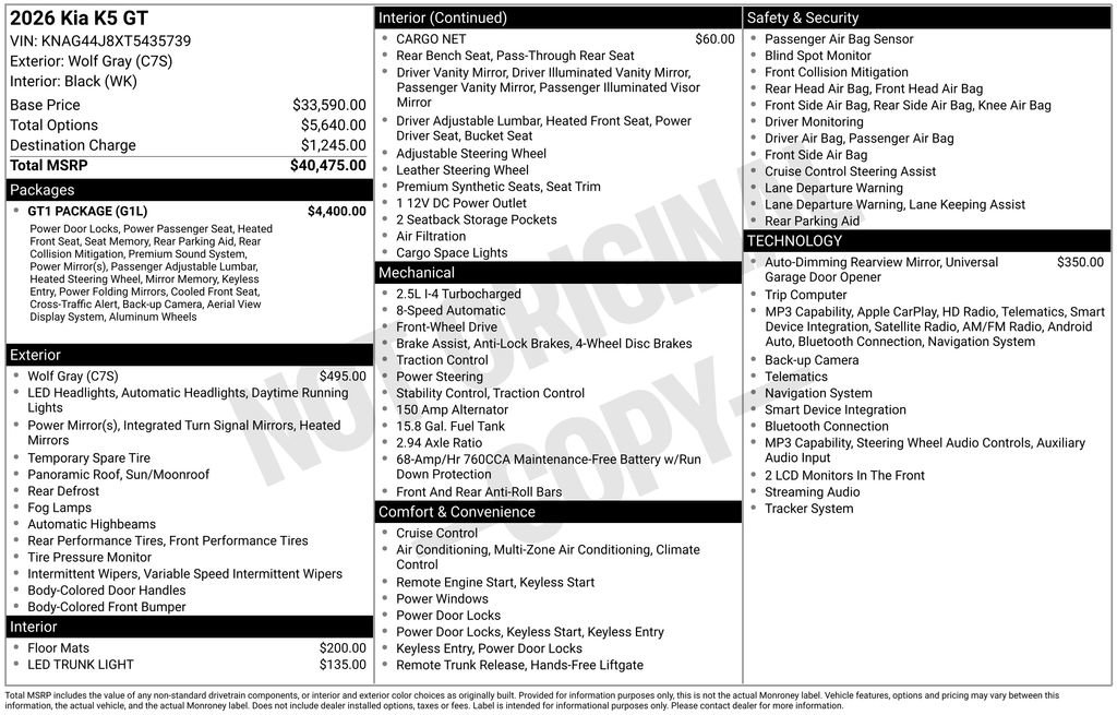 Used 2026 Kia K5 GT w/ GT1 Package FWD image 6
