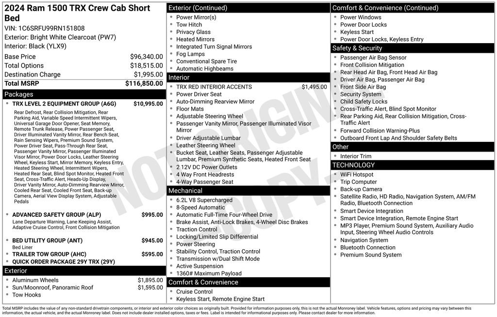 Used 2024 RAM 1500 TRX w/ TRX Level 2 Equipment Group AWD/4WD image 6