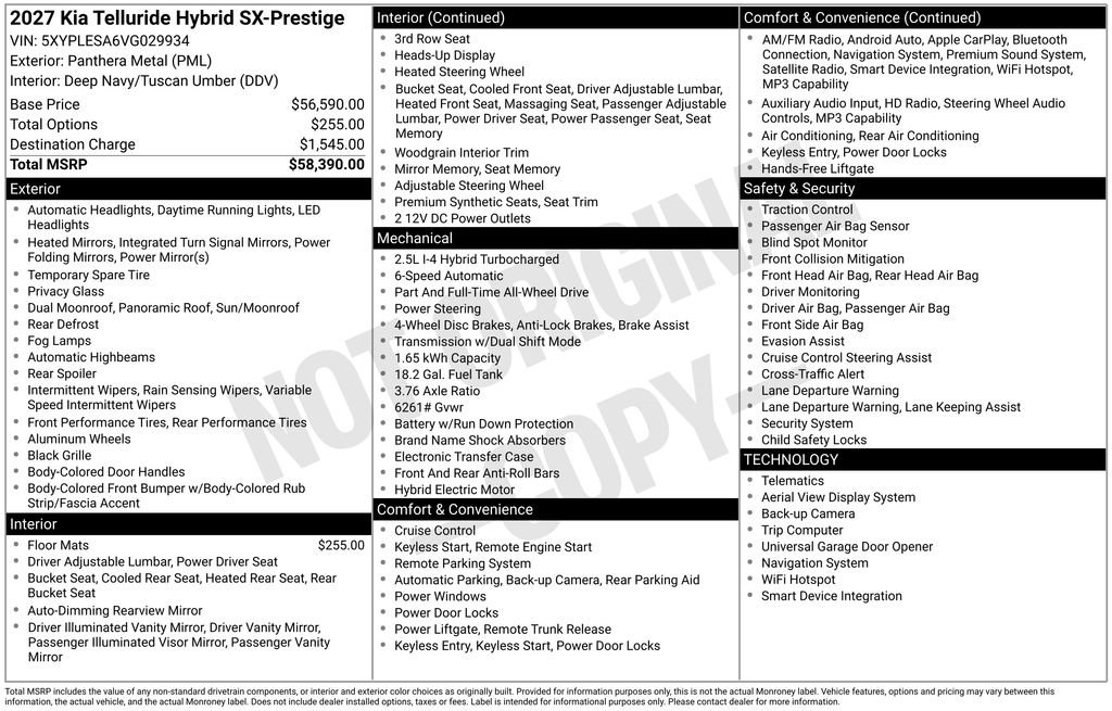 New 2027 Kia Telluride SX Prestige AWD/4WD image 2