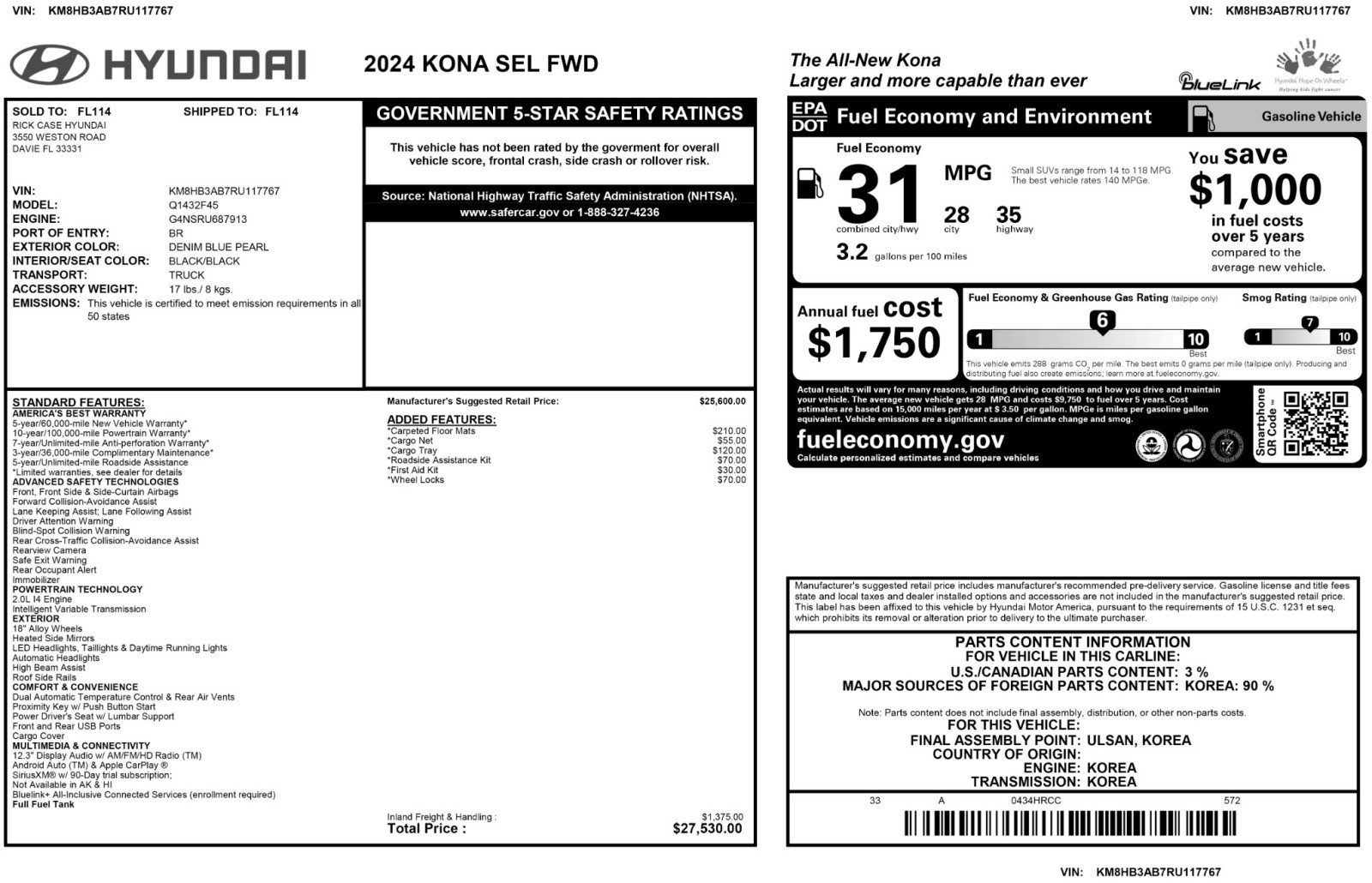 Used 2024 Hyundai Kona SEL FWD image 51