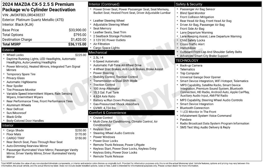 Certified 2024 MAZDA CX-5 AWD 2.5 S w/ Premium Package image 40