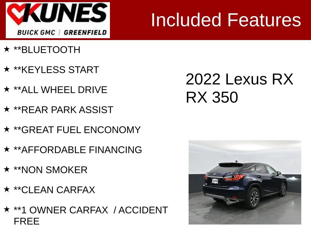 Used 2022 Lexus RX 350 AWD w/ Premium Package image 3