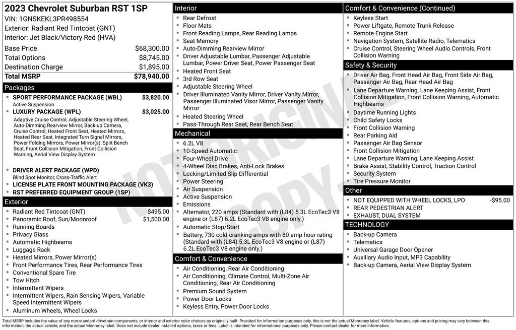 Used 2023 Chevrolet Suburban RST w/ Sport Performance Package AWD/4WD image 2
