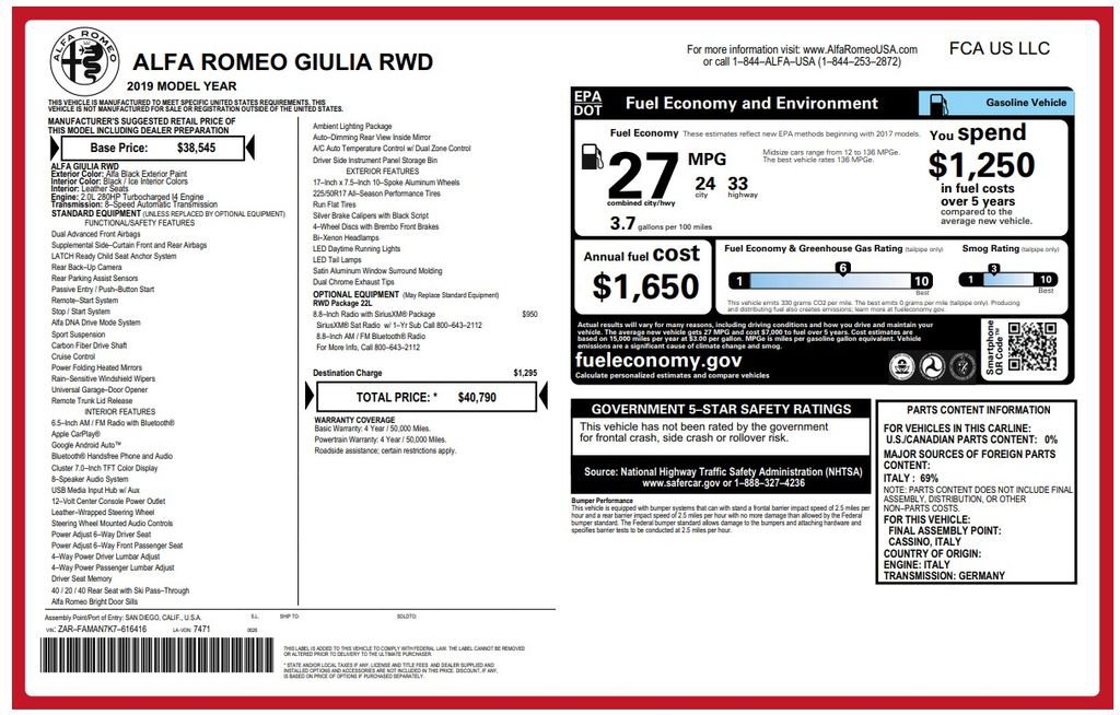 Used 2019 Alfa Romeo Giulia RWD image 3