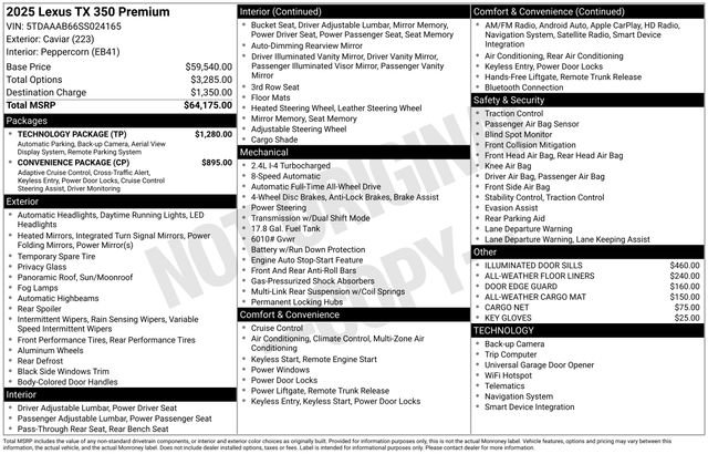 Used 2025 Lexus TX 350 AWD w/ Technology Package image 34