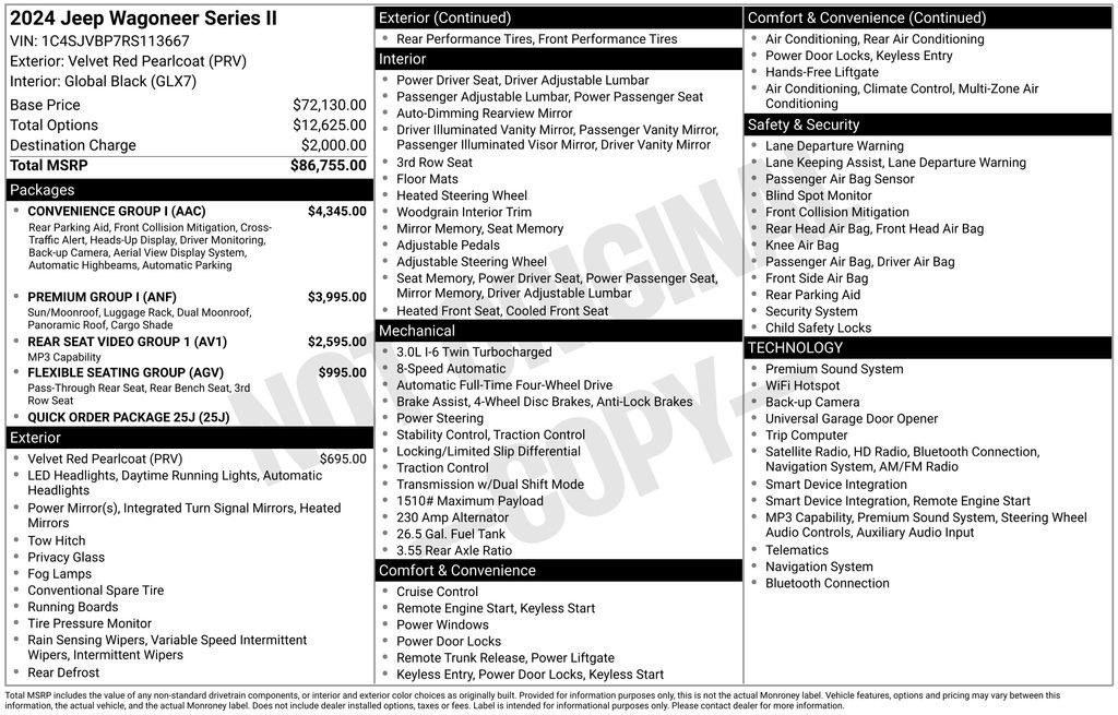 Used 2024 Jeep Wagoneer Series II w/ Convenience Group I AWD/4WD image 7