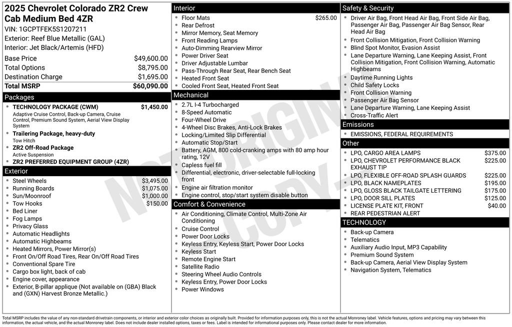 New 2025 Chevrolet Colorado ZR2 w/ Technology Package image 2