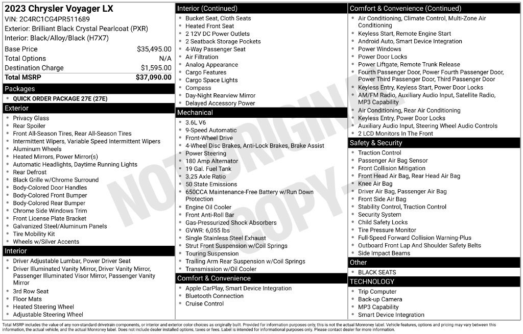 Used 2023 Chrysler Voyager LX FWD image 33