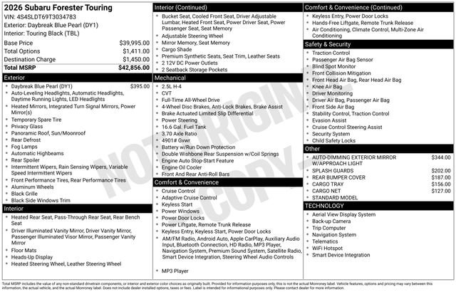 New 2026 Subaru Forester Touring AWD/4WD image 4