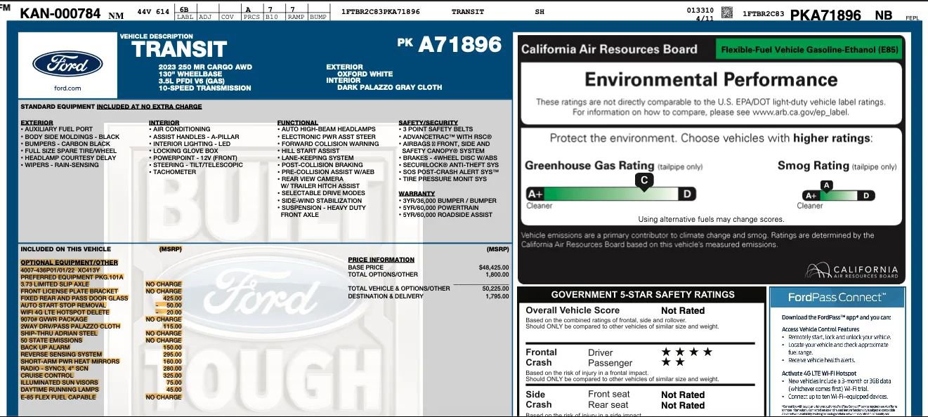 Used 2023 Ford Transit 250 Medium Roof AWD image 2