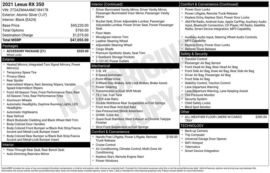 Used 2021 Lexus RX 350 FWD w/ Accessory Package image 63
