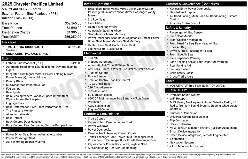 Used 2025 Chrysler Pacifica Limited w/ Trailer Tow Group AWD/4WD image 4