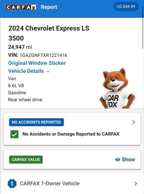 Used 2024 Chevrolet Express 3500 LS w/ Chrome Appearance Package RWD image 3