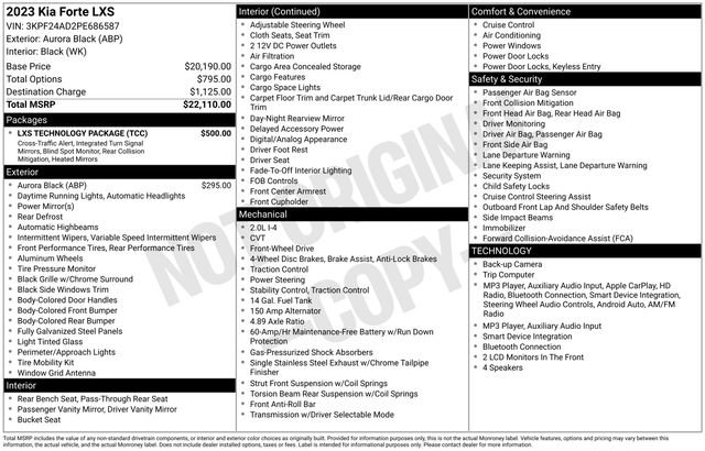 Certified 2023 Kia Forte LXS w/ LXS Technology Package FWD image 3