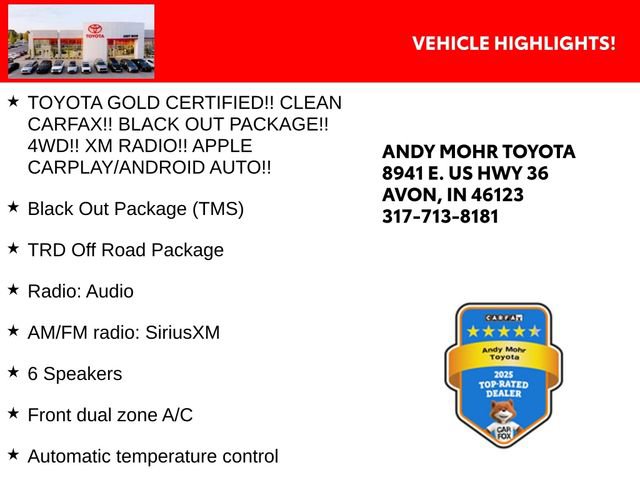 Certified 2023 Toyota Tacoma TRD Off-Road w/ Black Out Package (TMS) AWD/4WD image 2