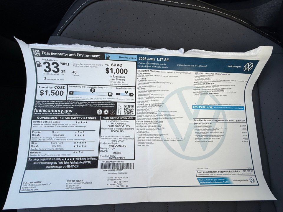 New 2026 Volkswagen Jetta SE image 33