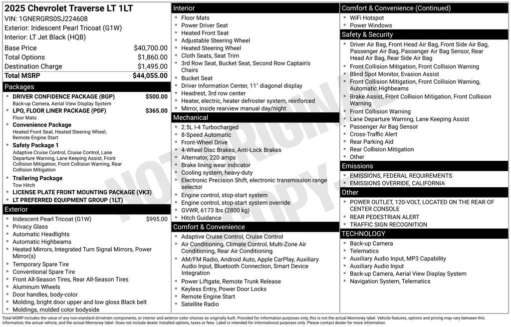 New 2025 Chevrolet Traverse LT w/ Driver Confidence Package image 18