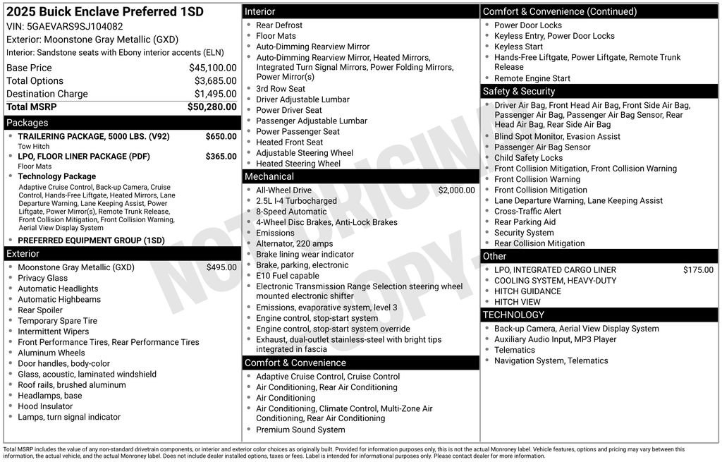 Used 2025 Buick Enclave Preferred w/ Trailering Package, 5000 lbs. image 2