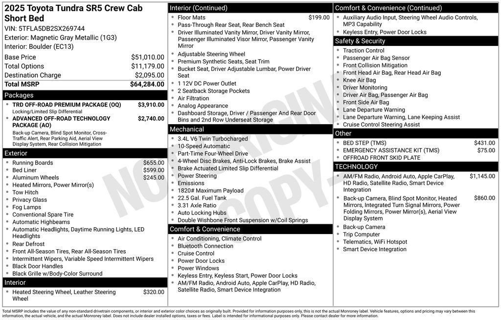 Used 2025 Toyota Tundra SR5 w/ TRD Off-Road Premium Package image 67